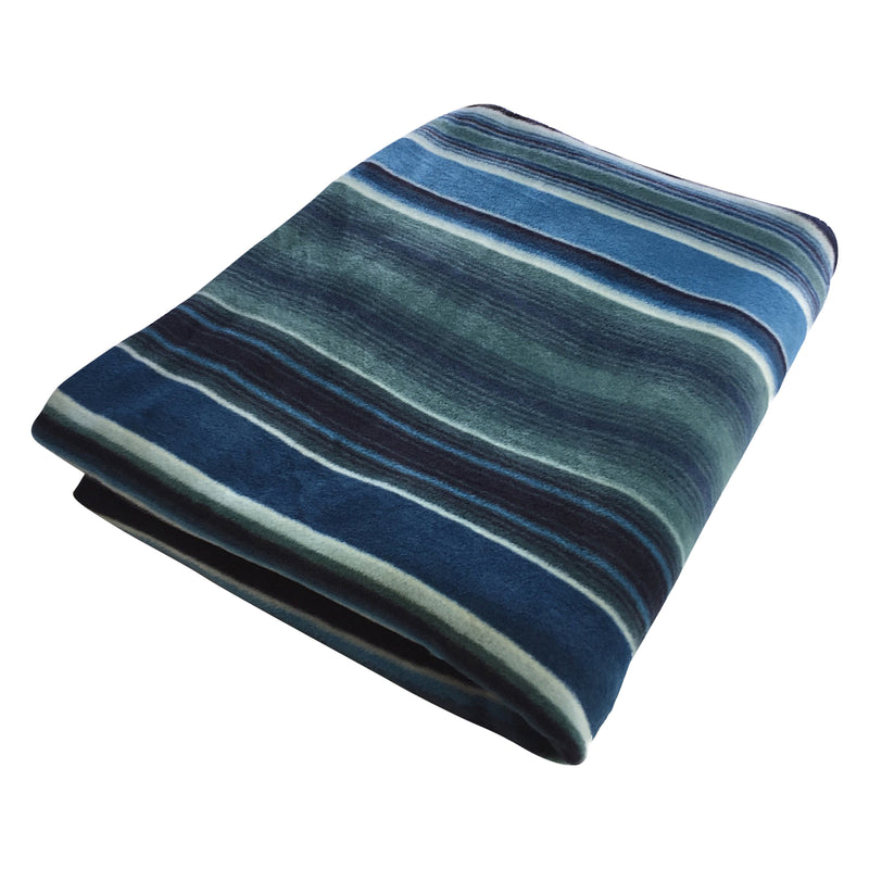 Striped Pattern Fleece Western Blanket in Blue