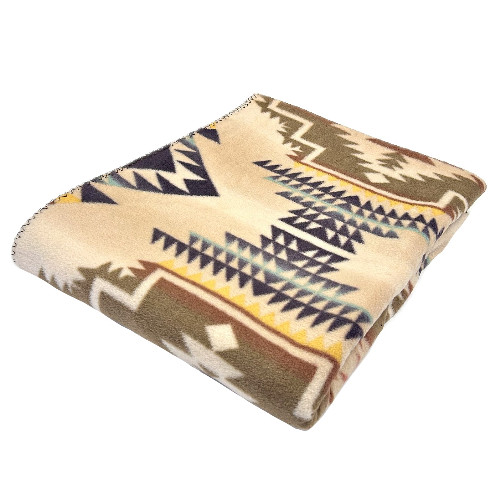 Native Pattern Fleece Western Blanket Tan & Brown