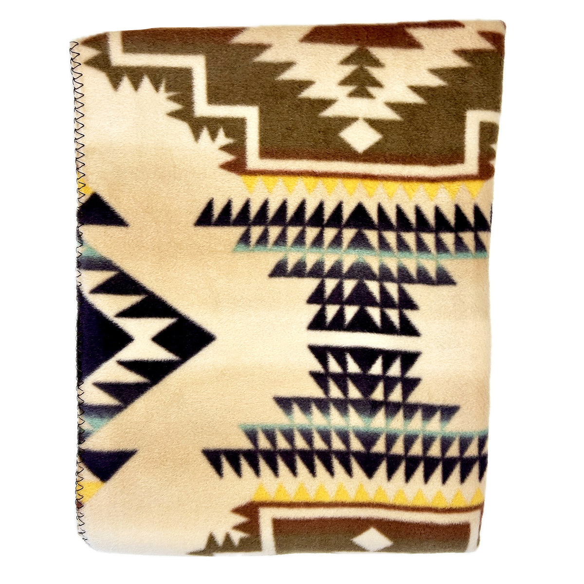 Native Pattern Fleece Western Blanket Tan & Brown