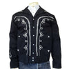 Men's Vintage Western Bolero Jacket with White Rope Embroidery