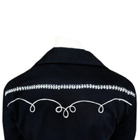 Men's Vintage Western Bolero Jacket with White Rope Embroidery