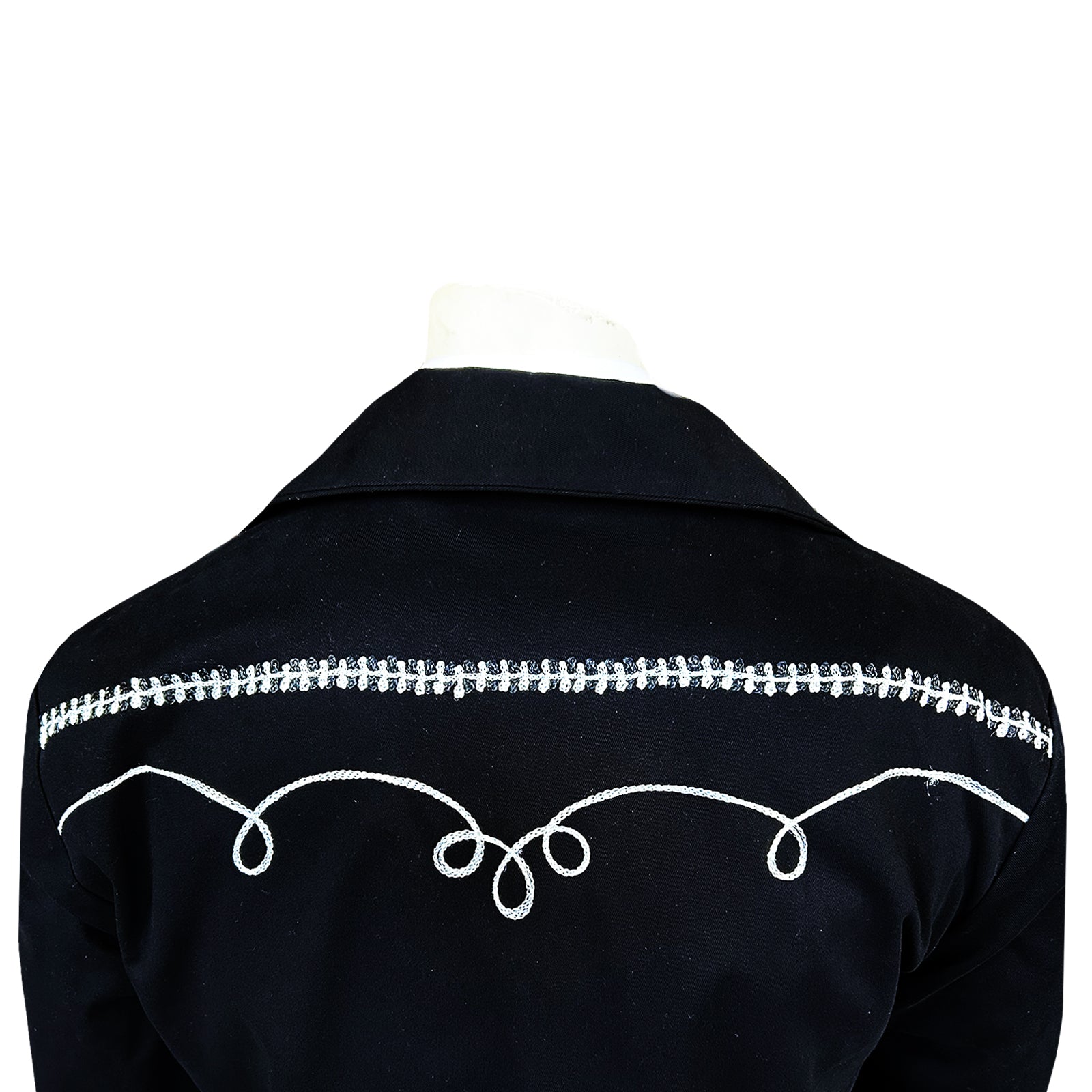 Men's Vintage Western Bolero Jacket with White Rope Embroidery
