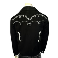Men's Vintage Western Bolero Jacket with Musical Notes Embroidery