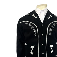 Men's Vintage Western Bolero Jacket with Musical Notes Embroidery