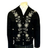 Men’s Vintage Western Bolero Jacket with Ivory Floral Embroidery