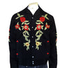 Men's Vintage Western Bolero Jacket with Red Floral Embroidery