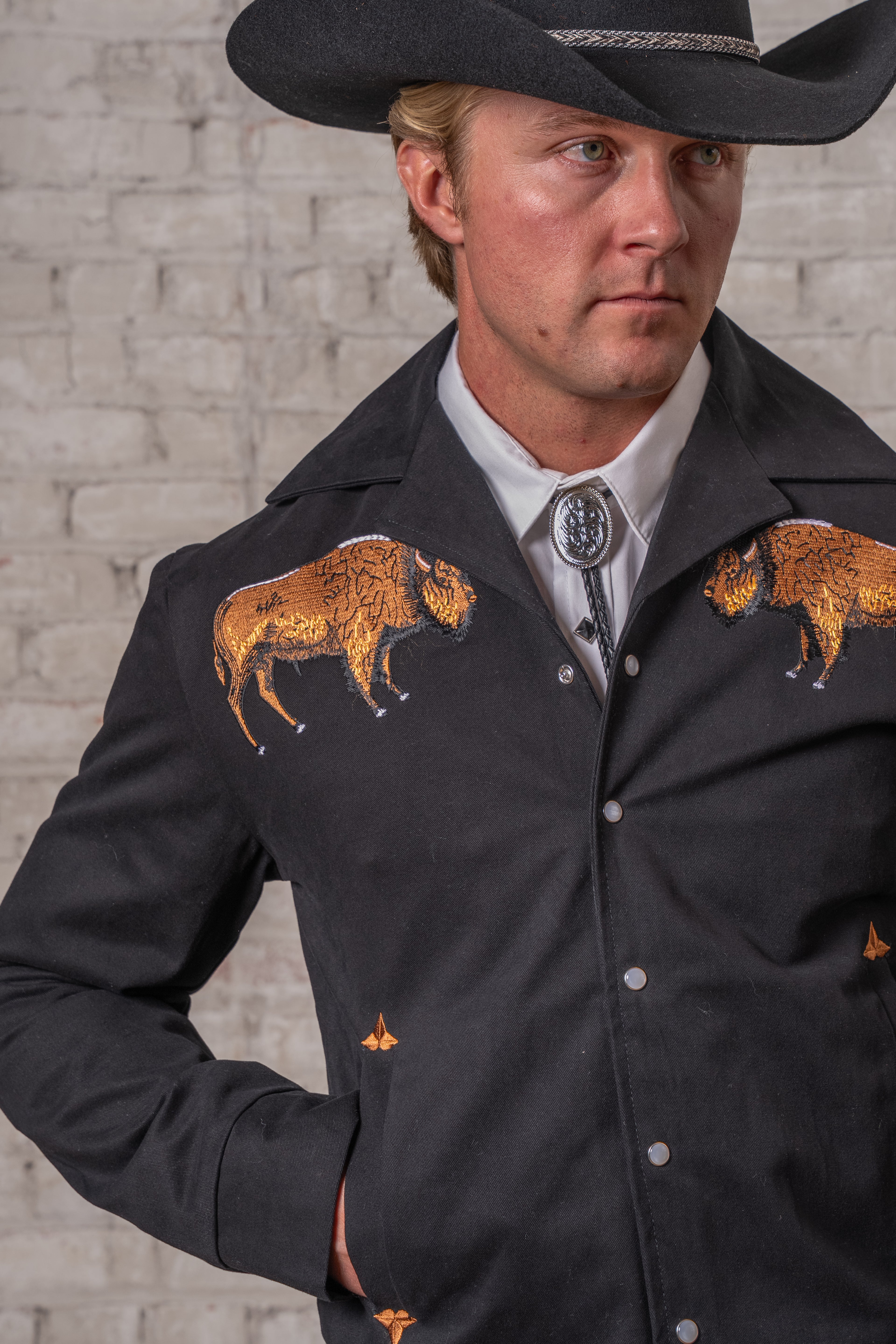 Rockmount Men's Vintage Black Suede Cloth Western Bolero Jacket
