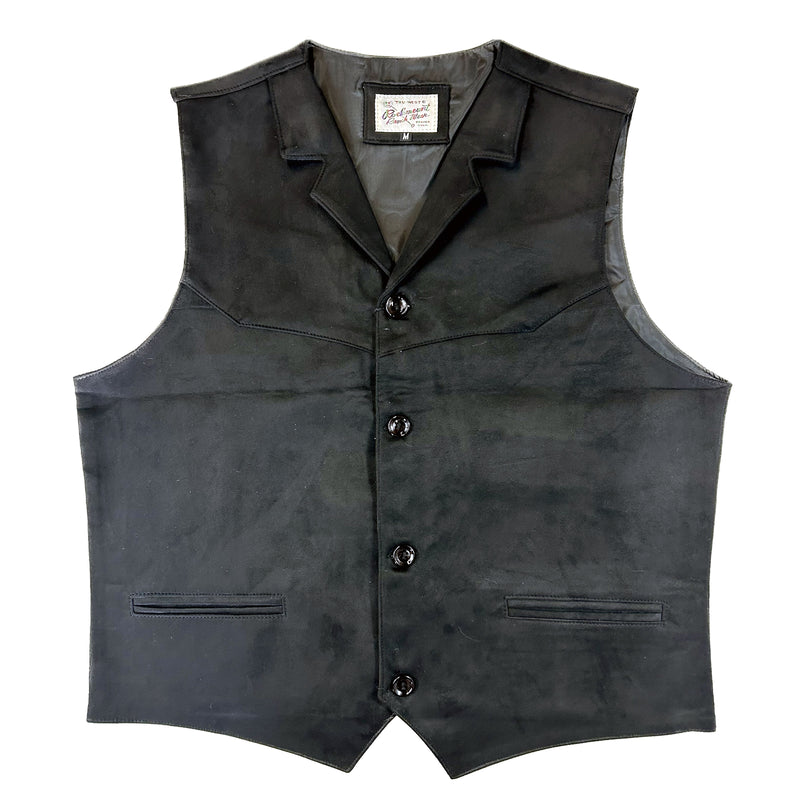 Men's Black Suede Cloth Vest - Rockmount
