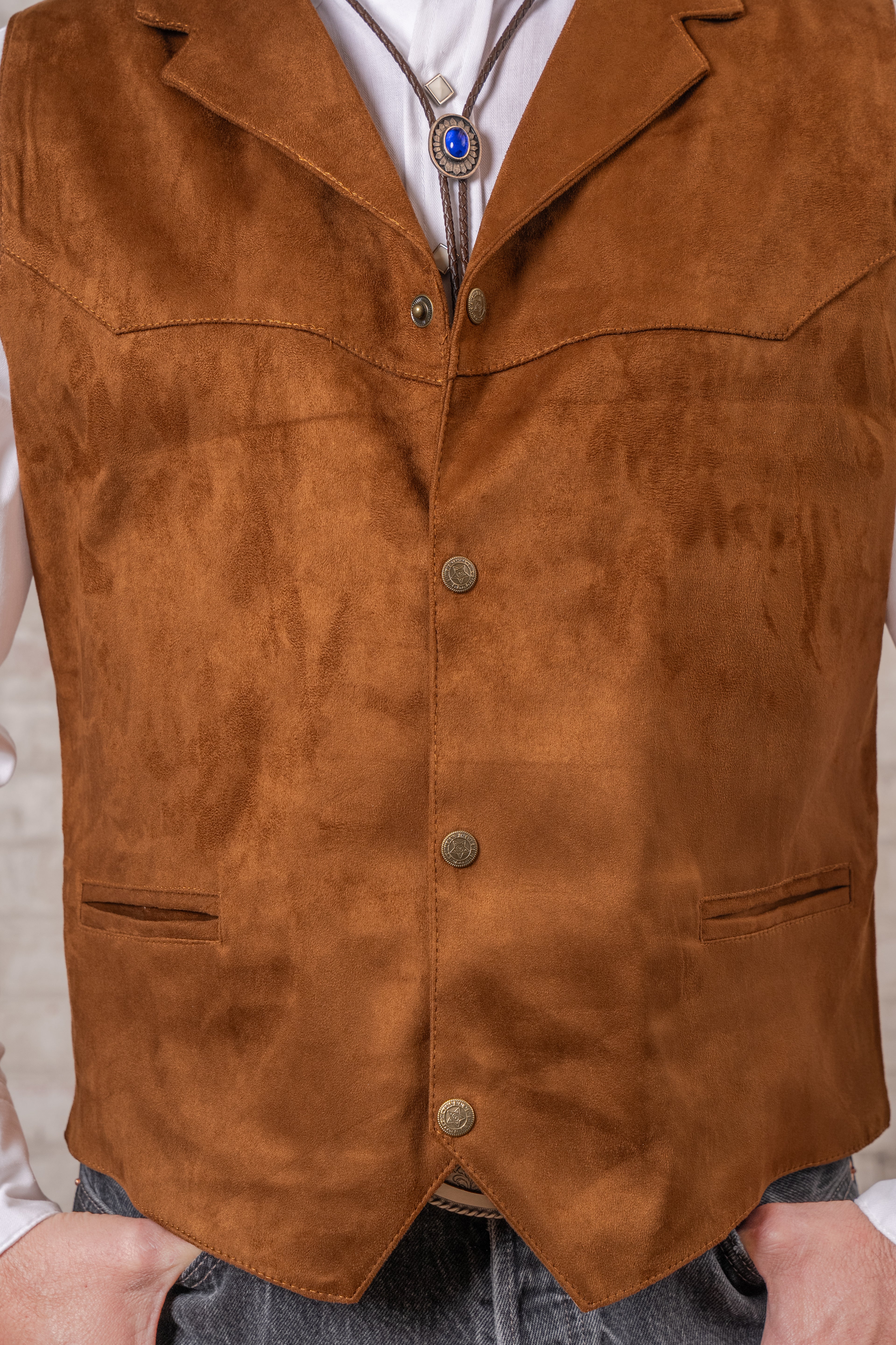 Rockmount Men's Black Laced Cowhide Leather Western Vest