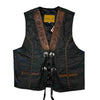Men's Black Tooled Leather Vest with Conchos