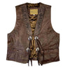 Men's Brown Leather Tooled Western Vest with Conchos