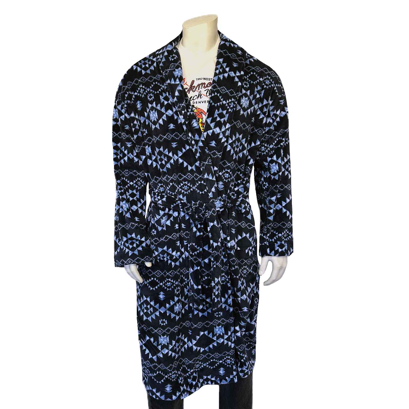 Plush Adult Western Robe in Navy