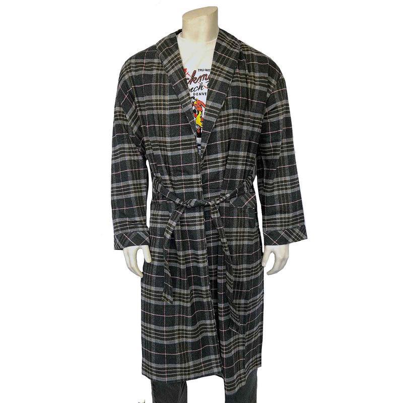 Western Adult Flannel Robe in Charcoal