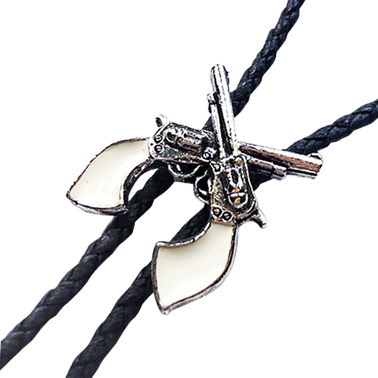 Silver Six-Shooter Pistols Western Bolo Tie