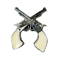 Silver Six-Shooter Pistols Western Bolo Tie