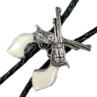 Silver Six-Shooter Pistols Western Bolo Tie