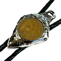 Silver Arrowhead Genuine Buffalo Nickel Western Bolo Tie