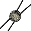 Silver Wagon Wheel with Genuine Buffalo Nickel Western Bolo Tie