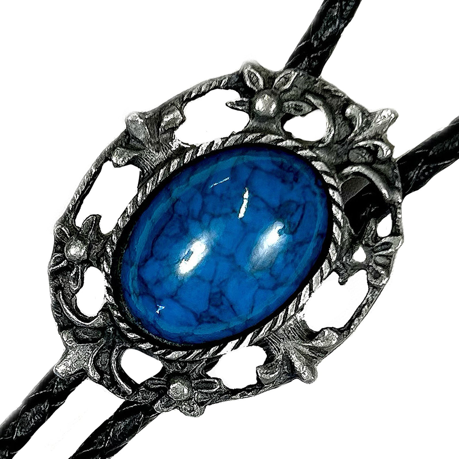 Pewter Filigree with Turquoise Stone Western Bolo Tie