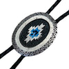 Silver Southwest Pattern with Turquoise Enamel Western Bolo Tie