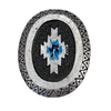Silver Southwest Pattern with Turquoise Enamel Western Bolo Tie