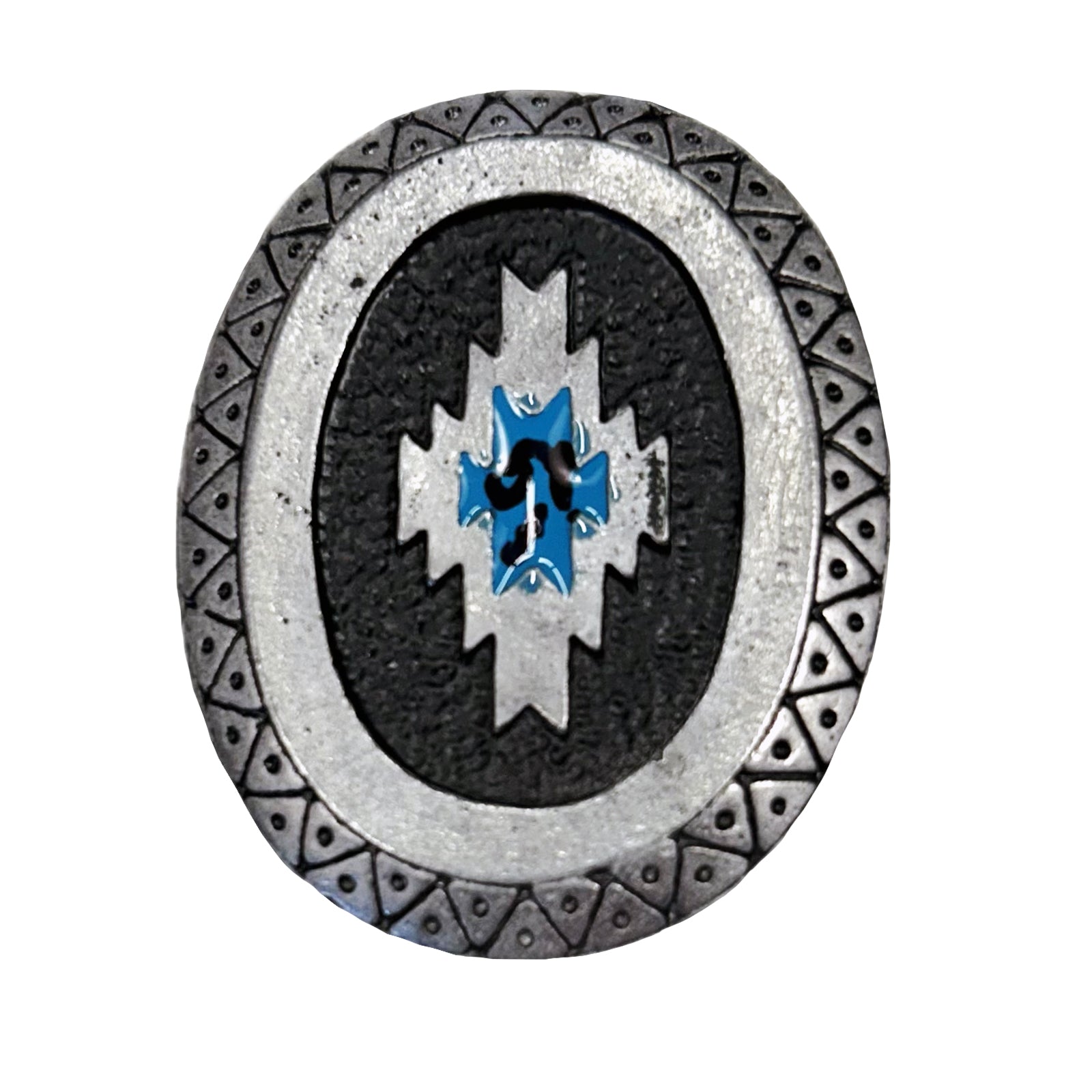 Silver Southwest Pattern with Turquoise Enamel Western Bolo Tie