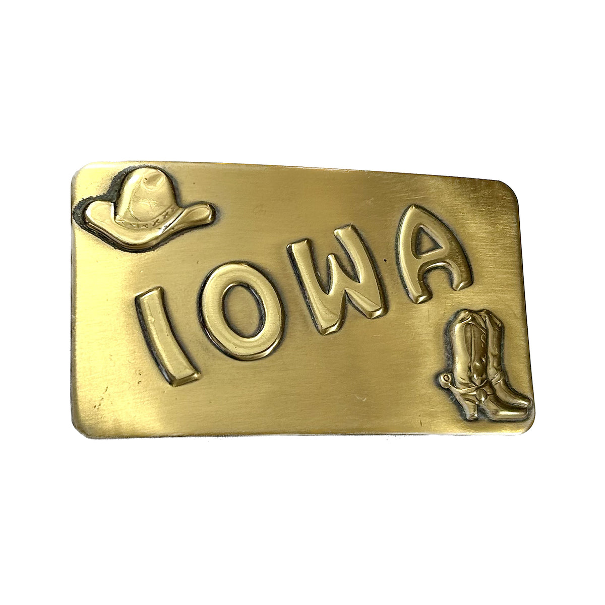 Vintage Brass Iowa State Buckle - Rockmount