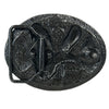 Pewter Western Belt Buckle with Eagle & Flags