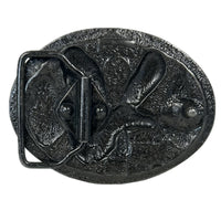Pewter Western Belt Buckle with Eagle & Flags