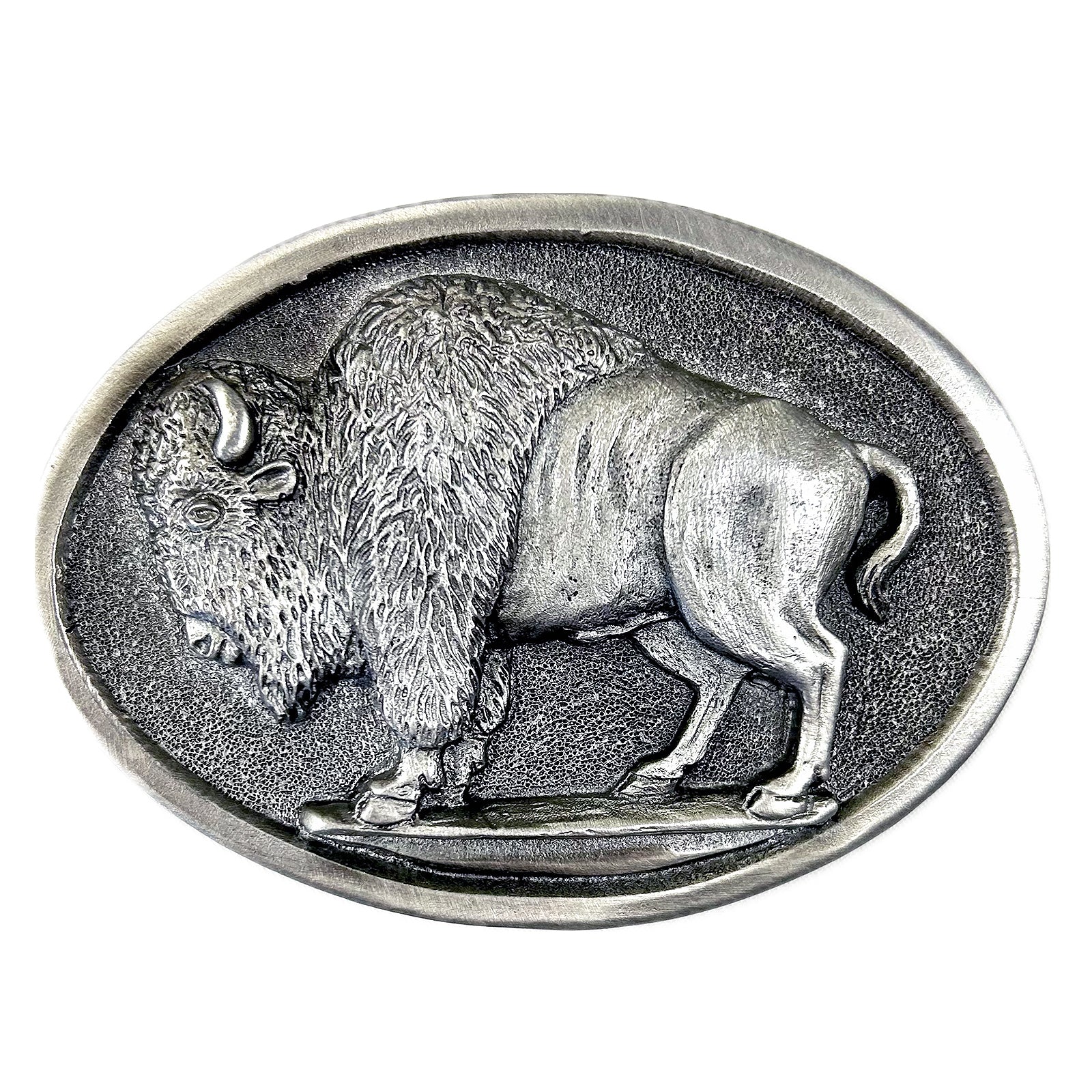 Buffalo Oval Pewter Western Belt Buckle