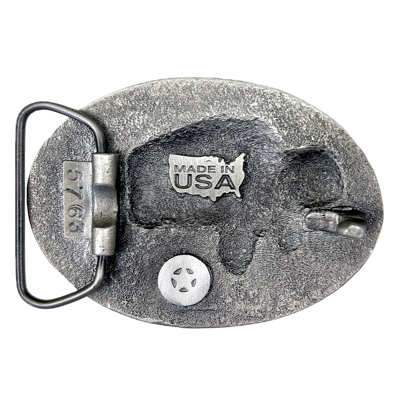 Buffalo Oval Pewter Western Belt Buckle