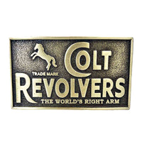 Vintage Colt Revolvers Brass Western Belt Buckle
