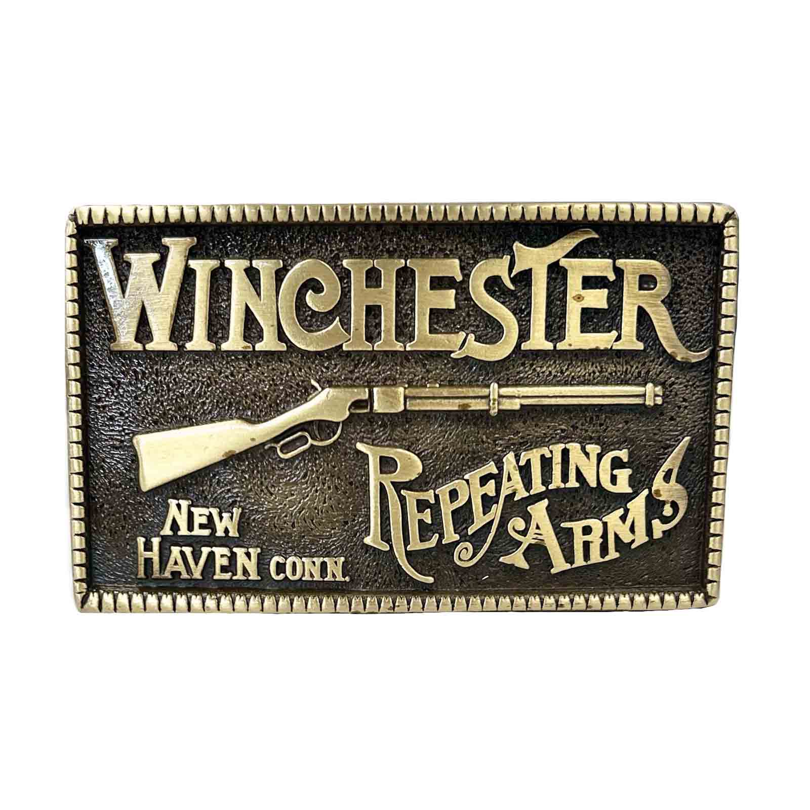 Vintage Winchester Repeating Arms Brass Western Belt Buckle