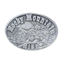 Pewter Rocky Mountain High Western Belt Buckle
