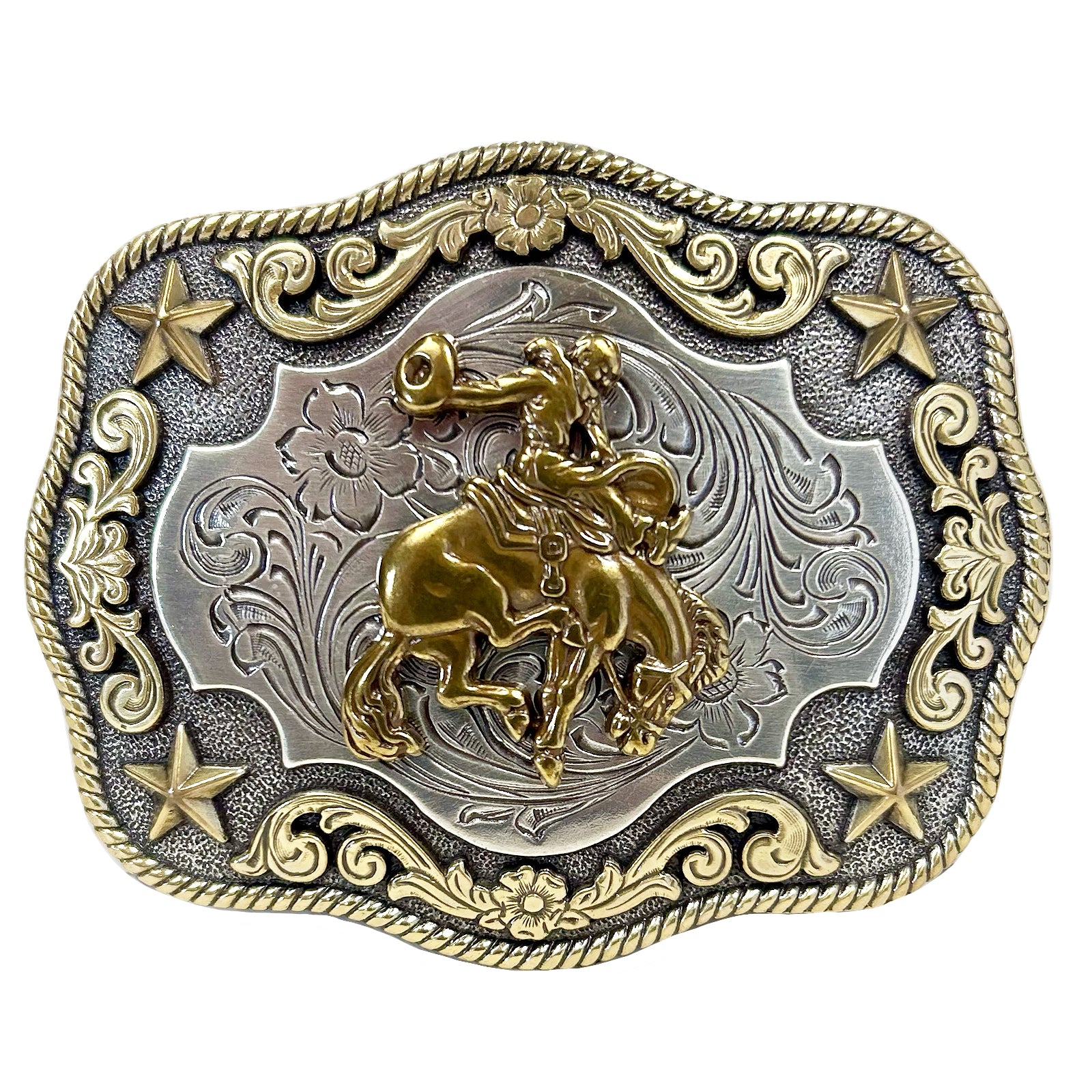 Bronc Rider Western Belt Buckle in Gold