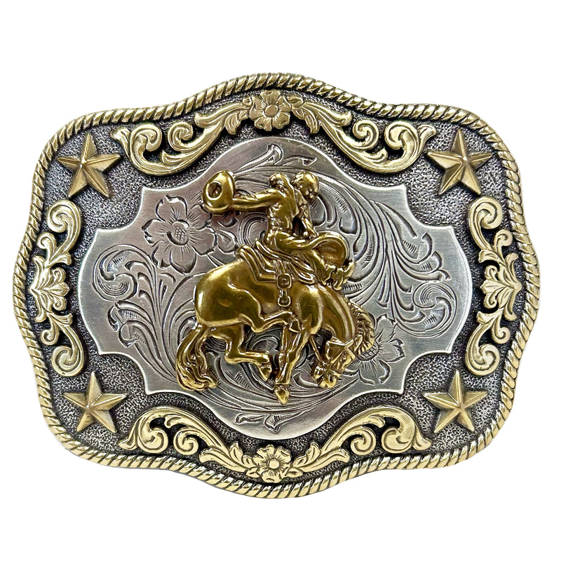 Bronc Rider Western Belt Buckle in Gold