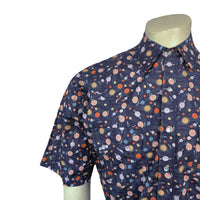 Men’s Solar System Short Sleeve Print Western Shirt in Navy