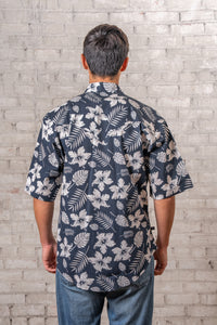 Men's Navy Short Sleeve Hawaiian Western Shirt