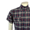 Men's Short Sleeve Shadow Plaid Dobby Lurex Western Shirt in Black