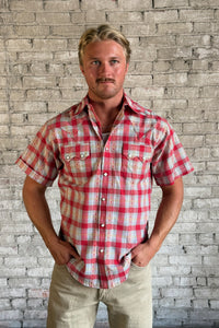 Men's Shadow Plaid Dobby Lurex Short Sleeve Western Shirt