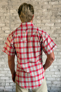 Men's Shadow Plaid Dobby Lurex Short Sleeve Western Shirt