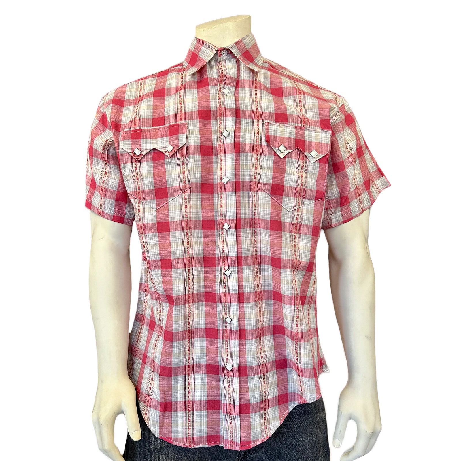Men's Shadow Plaid Dobby Lurex Short Sleeve Western Shirt – Rockmount