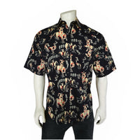 Men's Vintage Black Short Sleeve Bronc Print Western Shirt