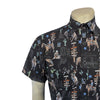 Men’s Black Cactus & Cowboys Print Short Sleeve Western Shirt