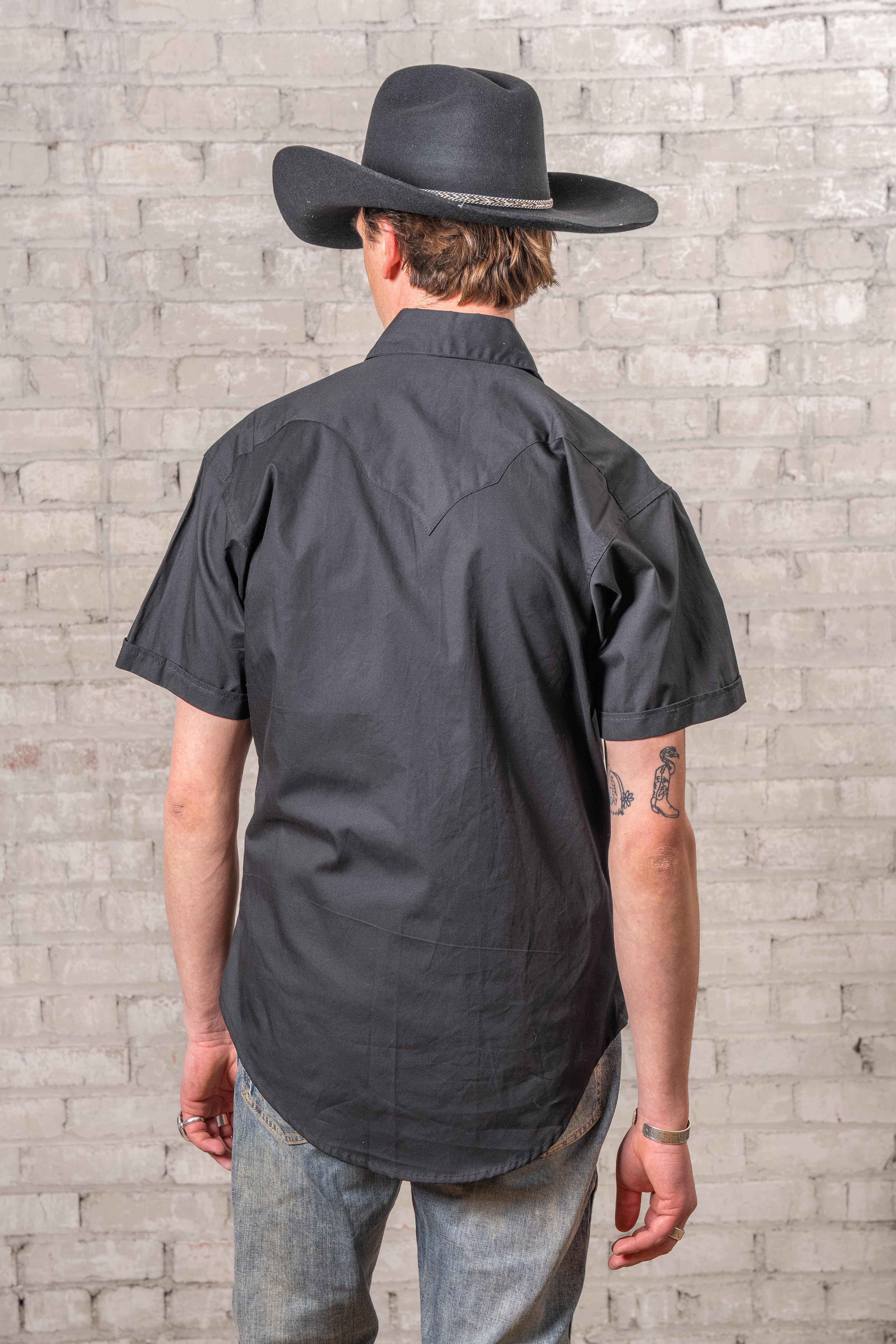 Rockmount Solid Black Cotton Blend Short Sleeve Western Shirt