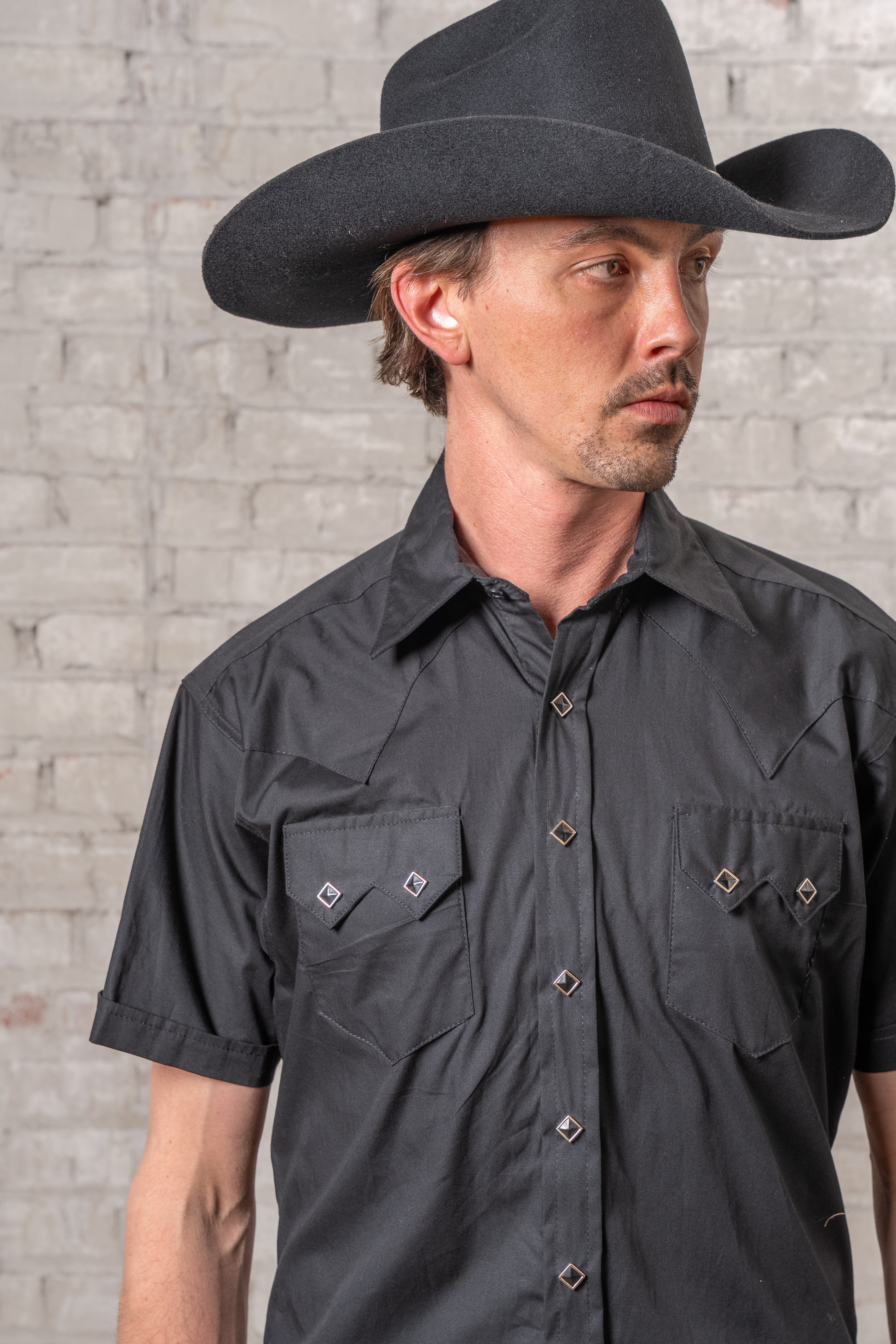Rockmount Solid Black Cotton Blend Short Sleeve Western Shirt