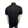 Men's Solid Black Cotton Blend Short Sleeve Western Shirt
