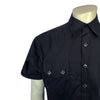 Men's Solid Black Cotton Blend Short Sleeve Western Shirt