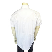 Men's Solid White Cotton Blend Short Sleeve Western Shirt