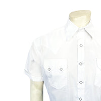 Men's Solid White Cotton Blend Short Sleeve Western Shirt
